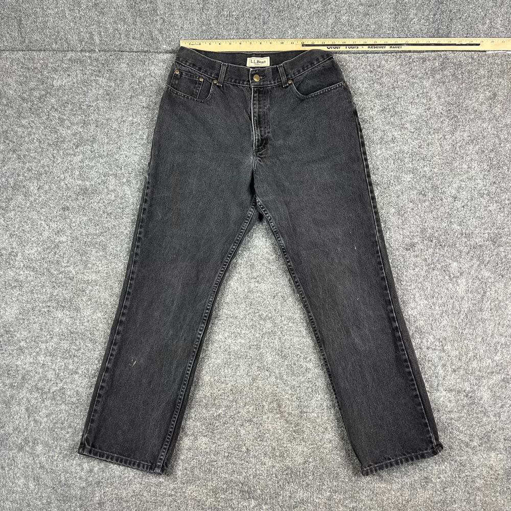LL Bean Jeans Womens Size 12 Reg Black Original Fit Straight Leg Classic Denim